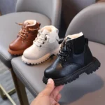 نیم بوت چرم بچگانه وارداتی (داخل خز و گرم) - Image 5