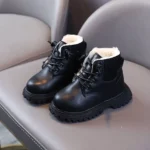 نیم بوت چرم بچگانه وارداتی (داخل خز و گرم) - Image 4
