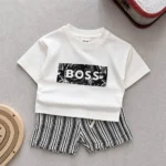 ست تیشرت و شلوارک کنفی طرح BOSS