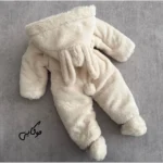 سرهمی زمستانی نوزادی طرح خرگوش (پشمی و گرم) - Image 3